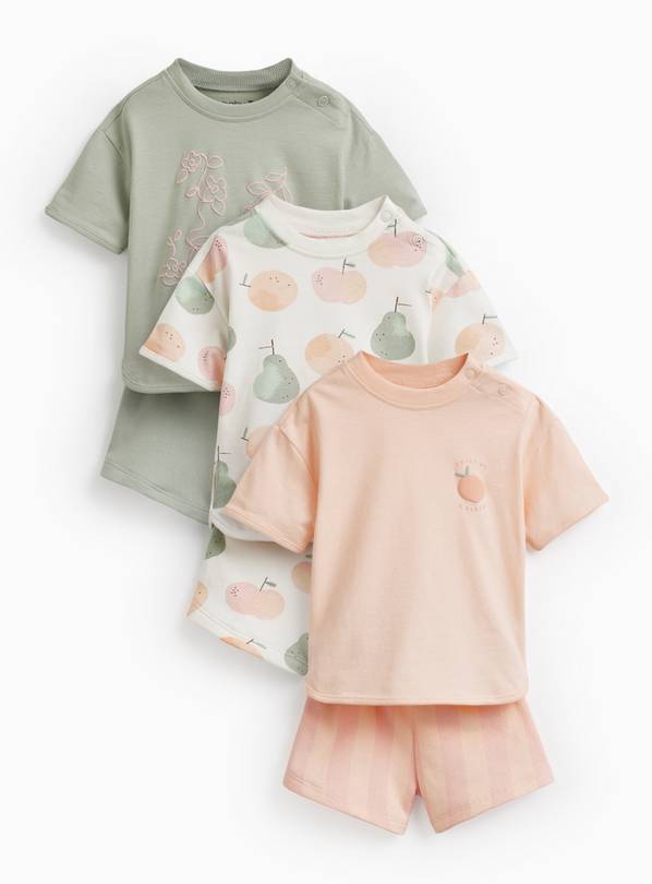 Assorted Prints T-Shirt & Shorts Sets 3 Pack 3-6 months